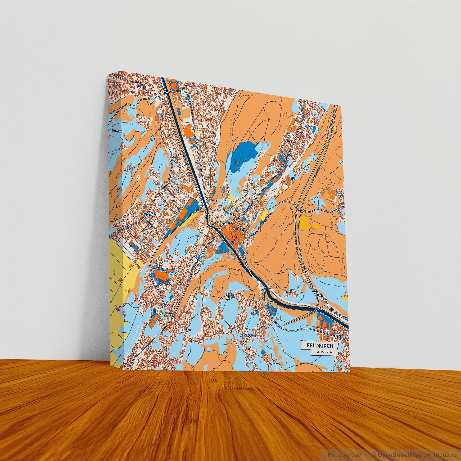 Feldkirch Austria Colorful City Map Canvas Print