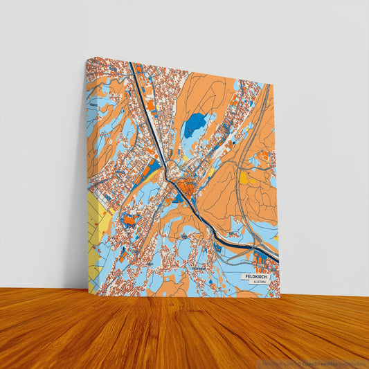 Feldkirch Austria Colorful City Map Canvas Print