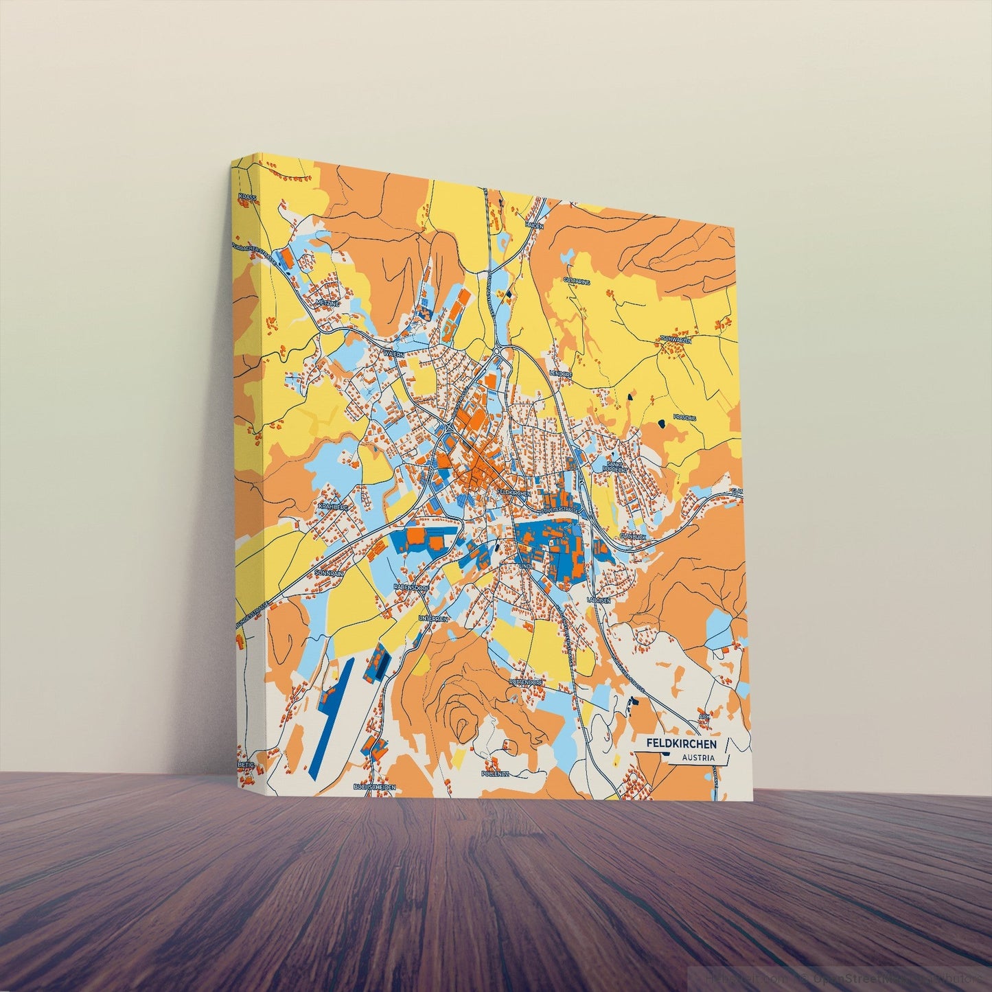 Feldkirchen Austria Colorful City Map Canvas Print