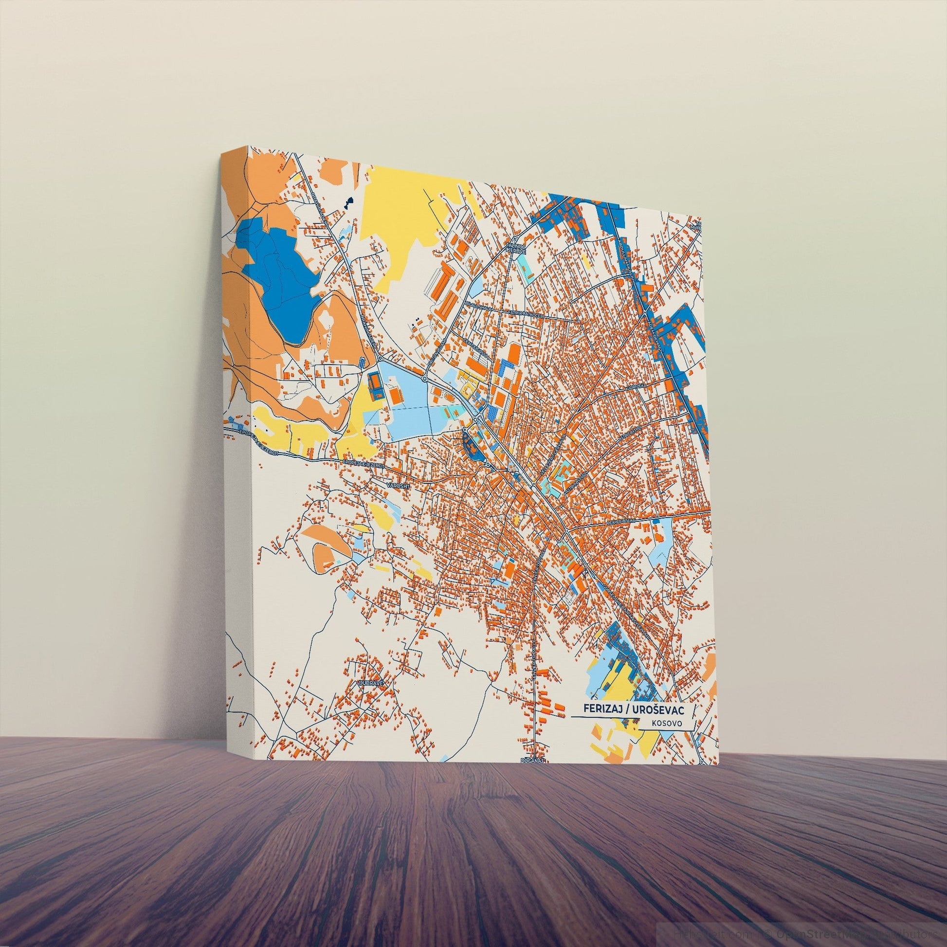 Ferizaj Kosovo Colorful City Map Canvas Print
