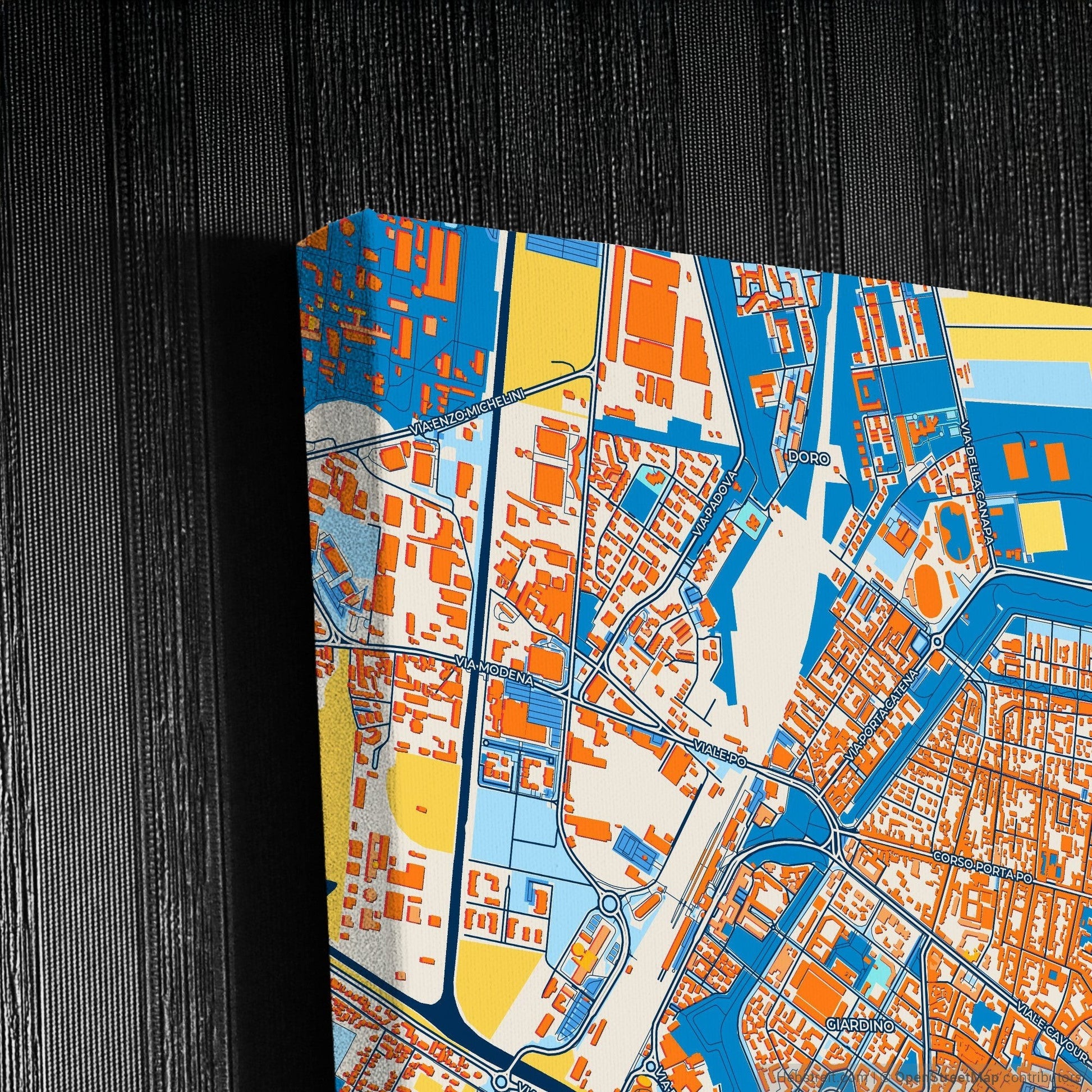 Ferrara Italy Colorful City Map Canvas Print Detail