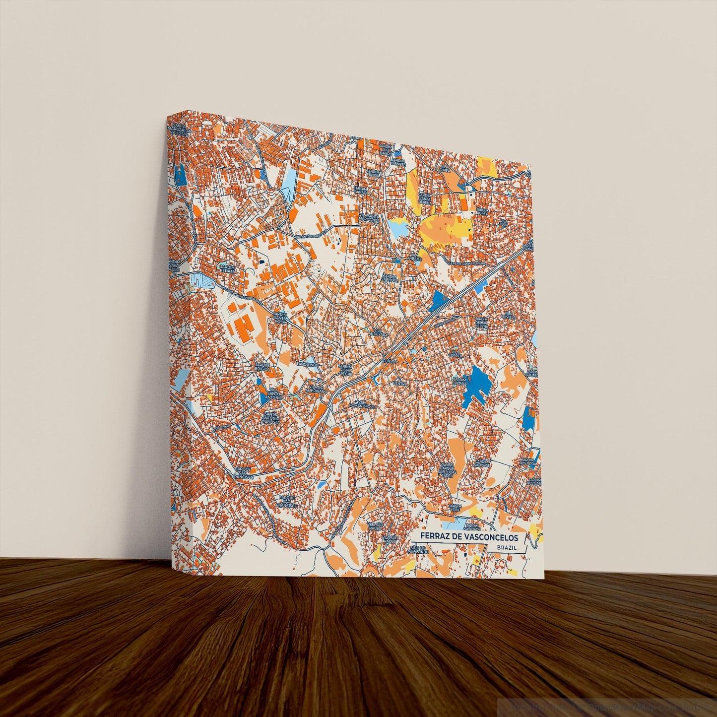 Ferraz De Vasconcelos Brazil Colorful City Map Canvas Print