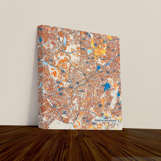 Ferraz De Vasconcelos Brazil Colorful City Map Canvas Print