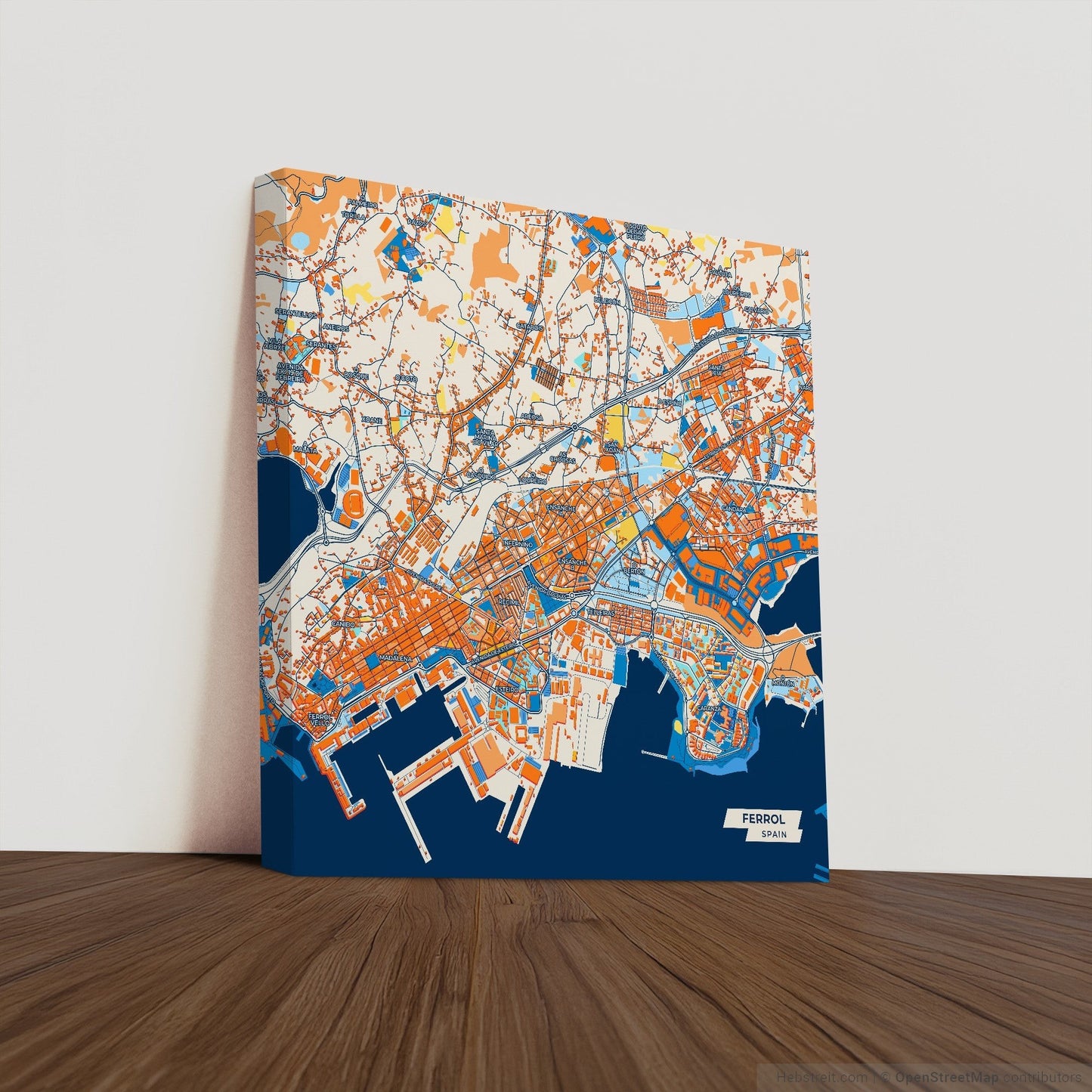 Ferrol Spain Colorful City Map Canvas Print