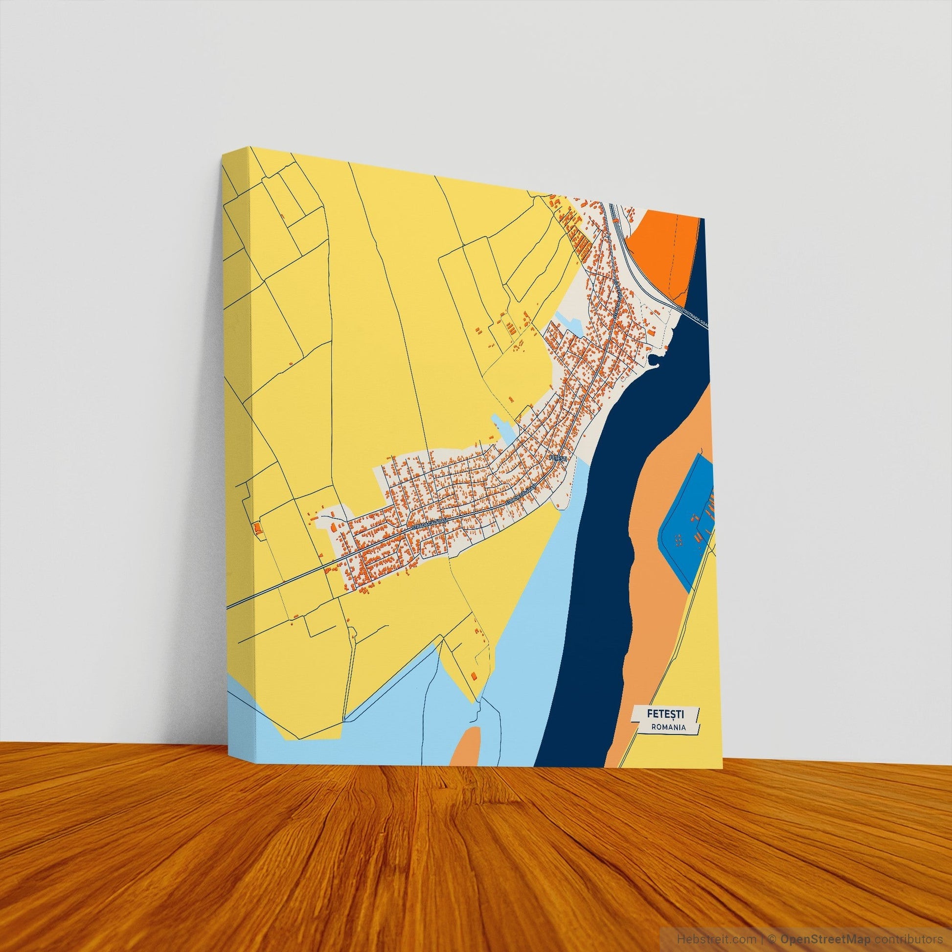 Fetești Romania Colorful City Map Canvas Print