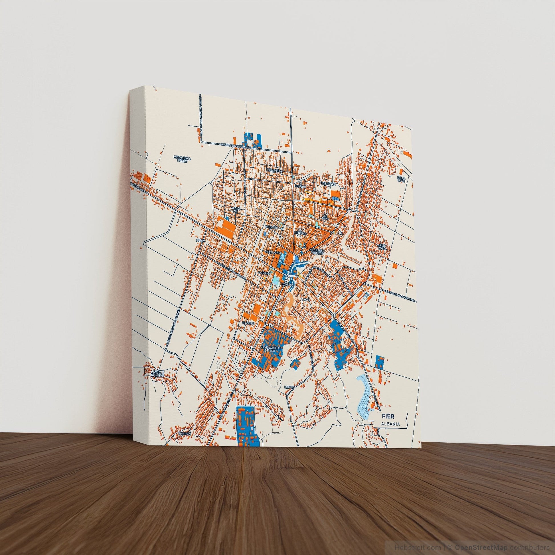 Fier Albania Colorful City Map Canvas Print