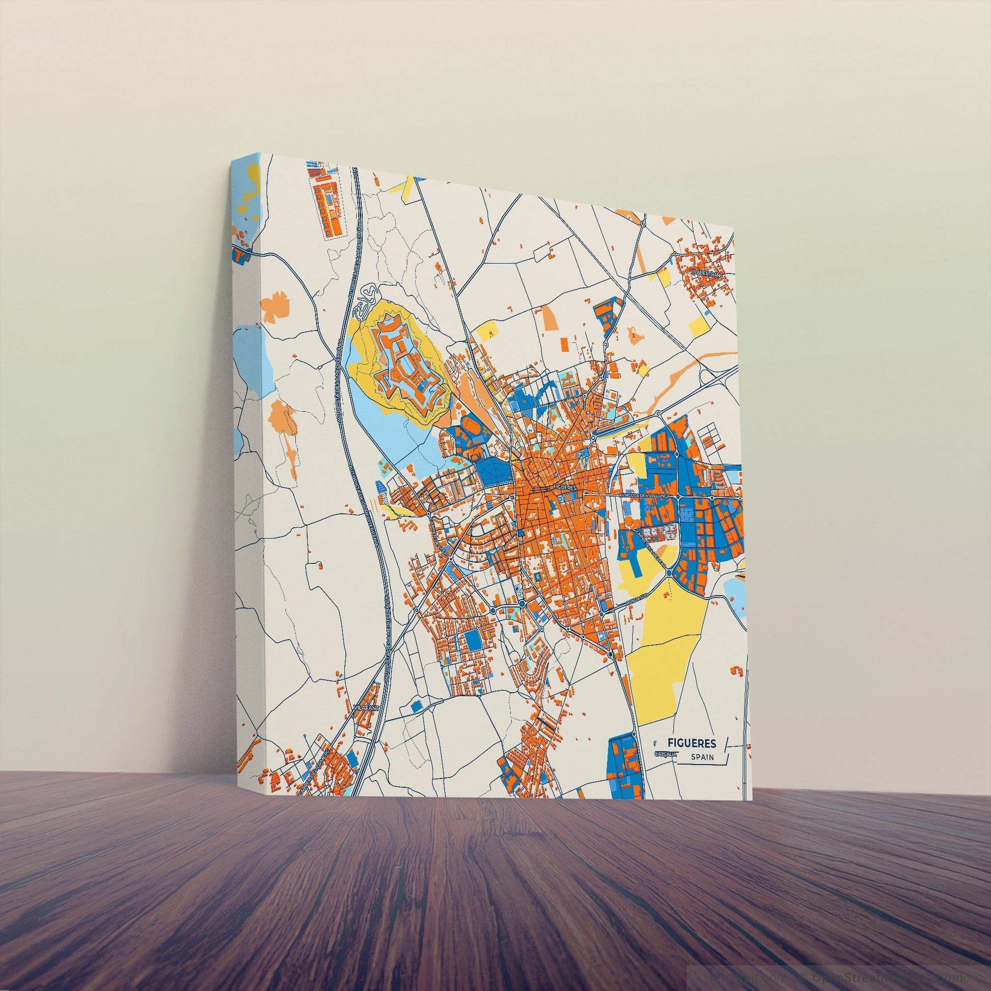 Figueres Spain Colorful City Map Canvas Print