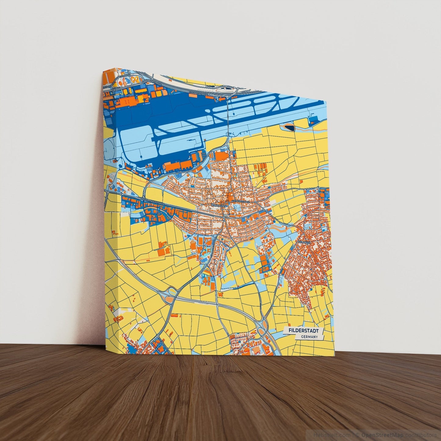 Filderstadt Germany Colorful City Map Canvas Print