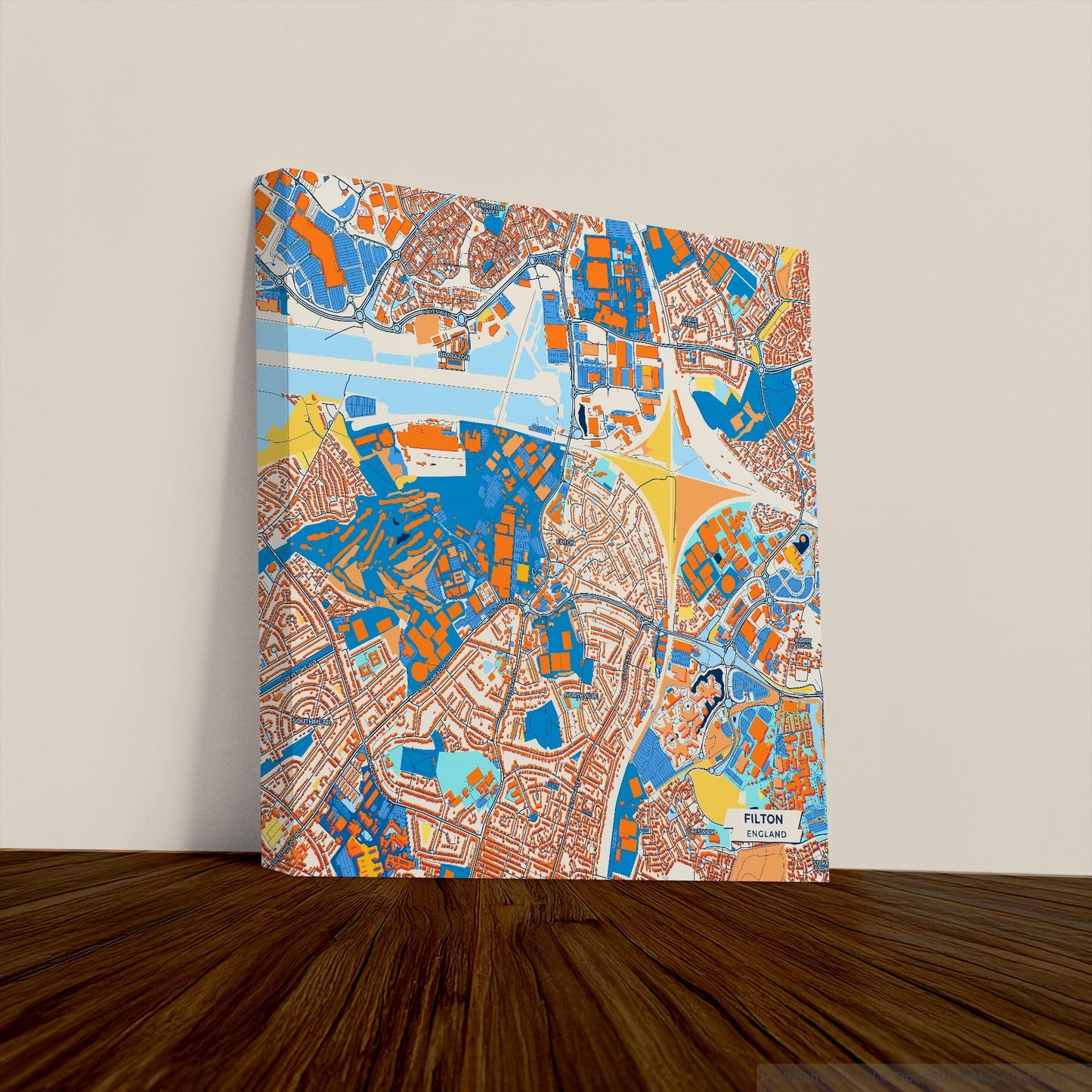 Filton England Colorful City Map Canvas Print