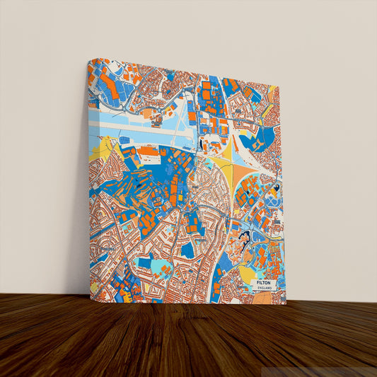 Filton England Colorful City Map Canvas Print