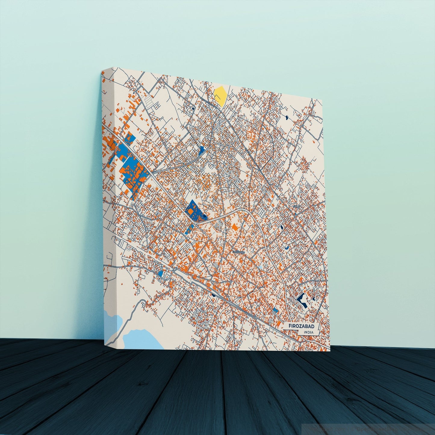 Firozabad India Colorful City Map Canvas Print