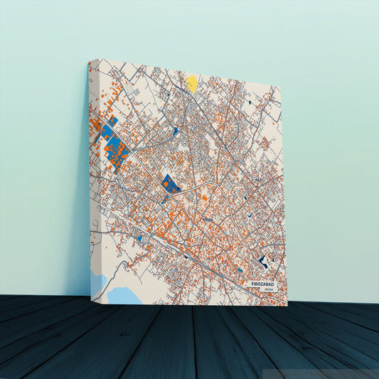 Firozabad India Colorful City Map Canvas Print