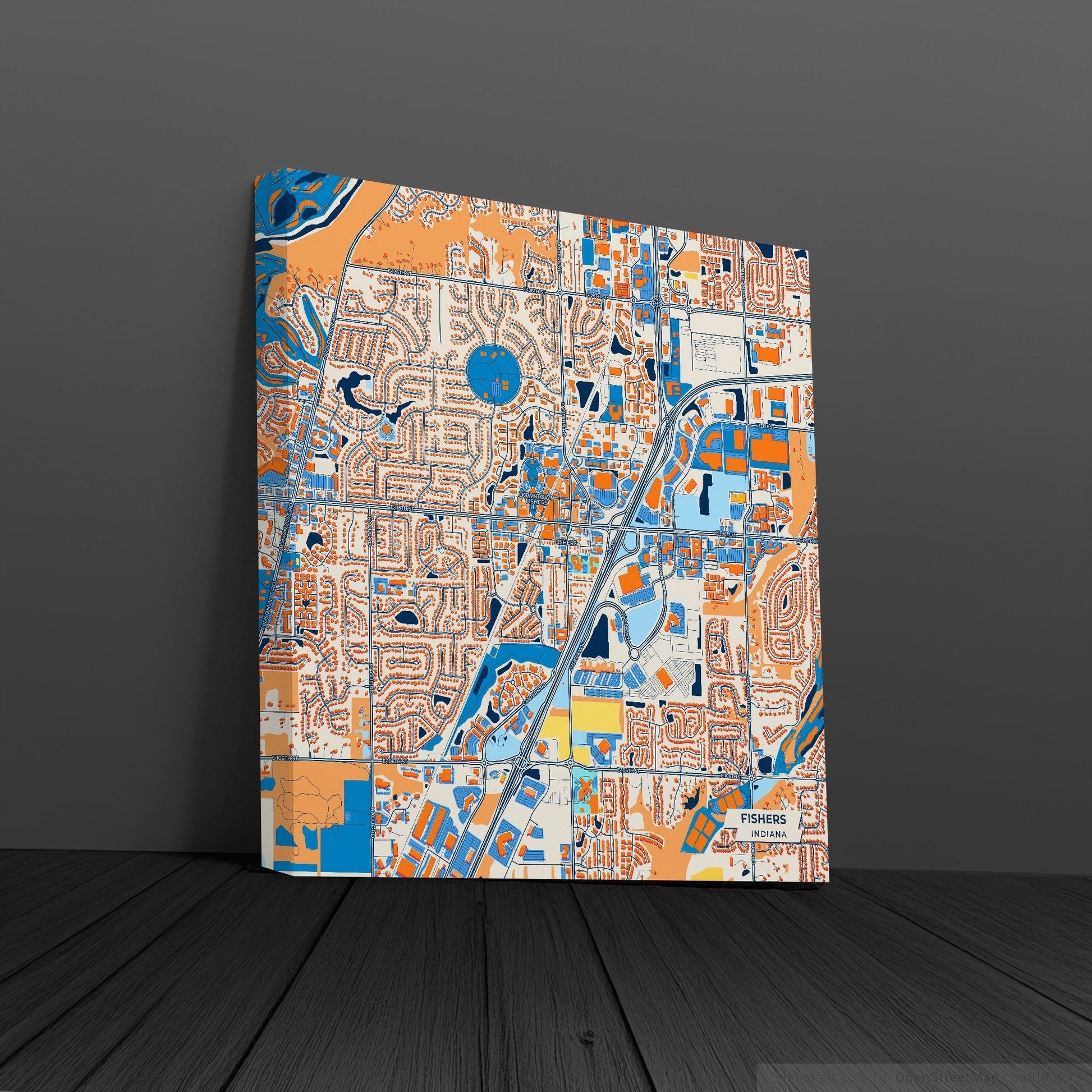 Fishers Indiana Colorful City Map Canvas Print