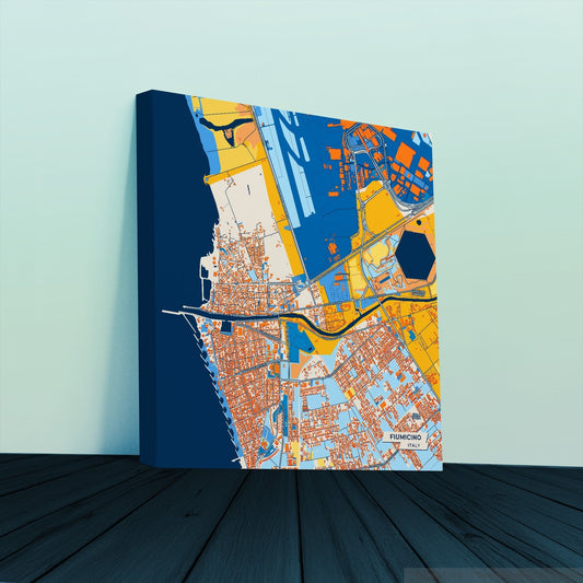 Fiumicino Italy Colorful City Map Canvas Print