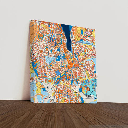 Flensburg Germany Colorful City Map Canvas Print
