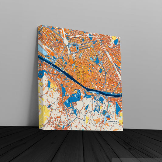 Firenze  Italy Colorful City Map Canvas Print