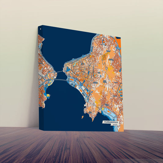 Florianopolis Brazil Colorful City Map Canvas Print