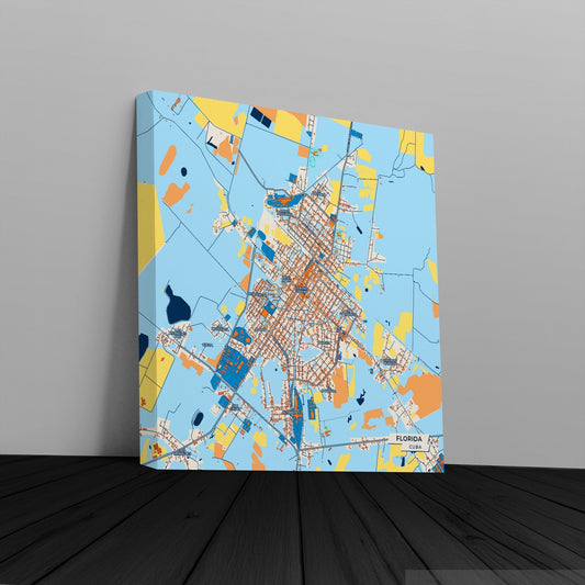 Florida Cuba Colorful City Map Canvas Print