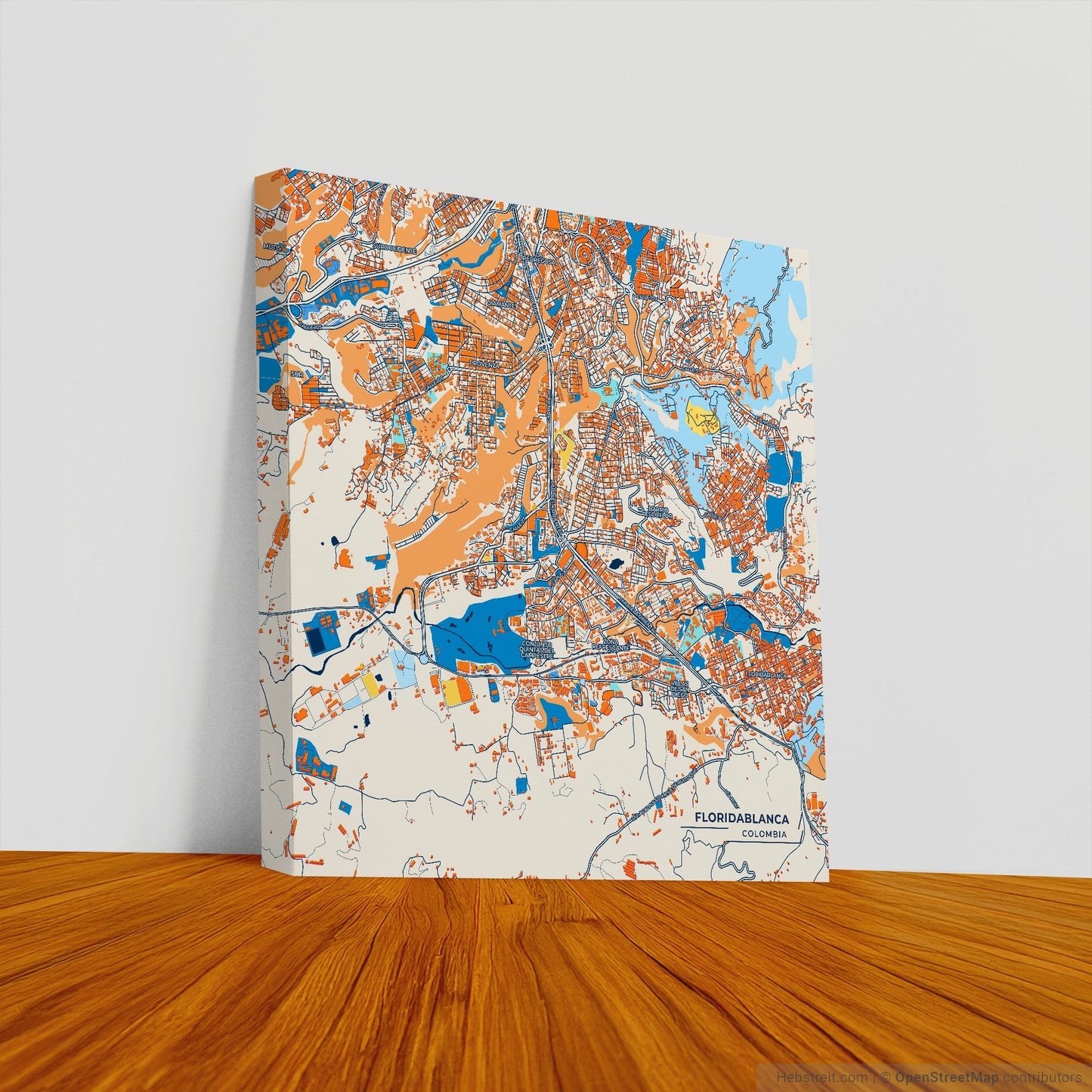 Floridablanca Colombia Colorful City Map Canvas Print