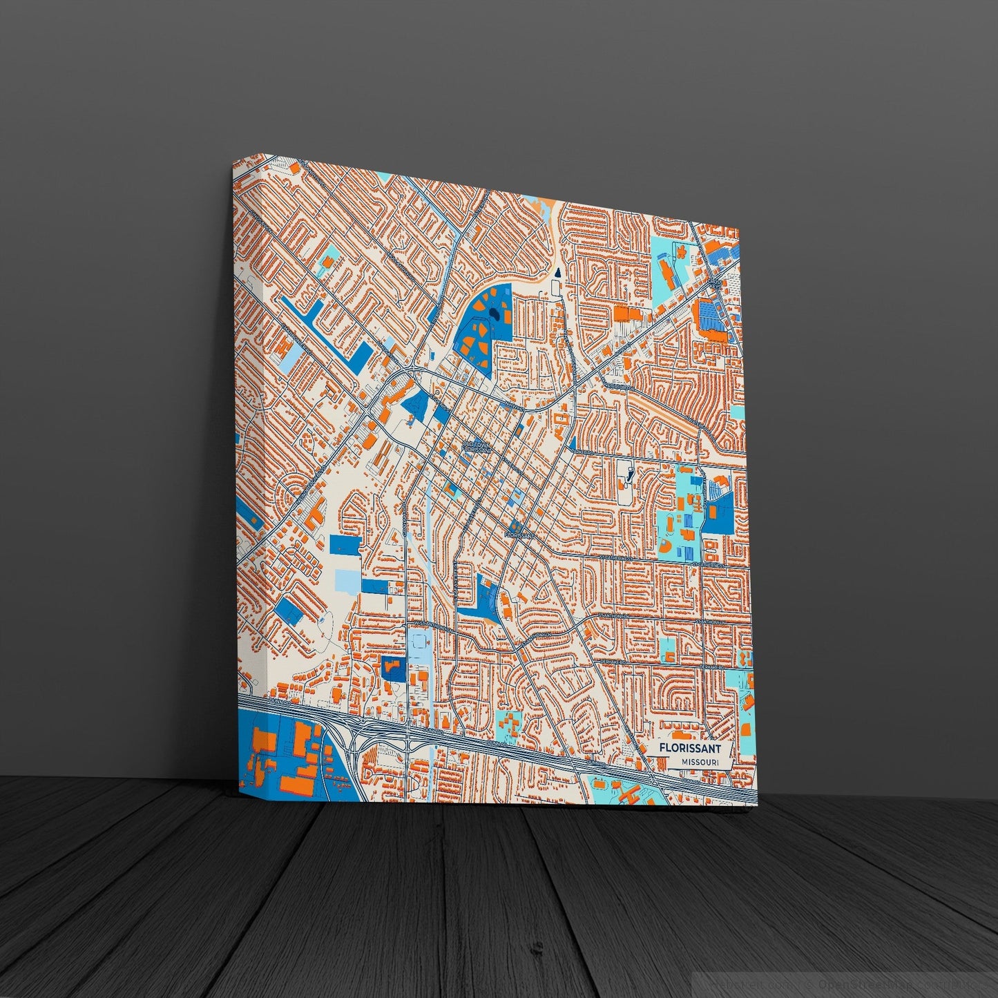 Florissant Missouri Colorful City Map Canvas Print