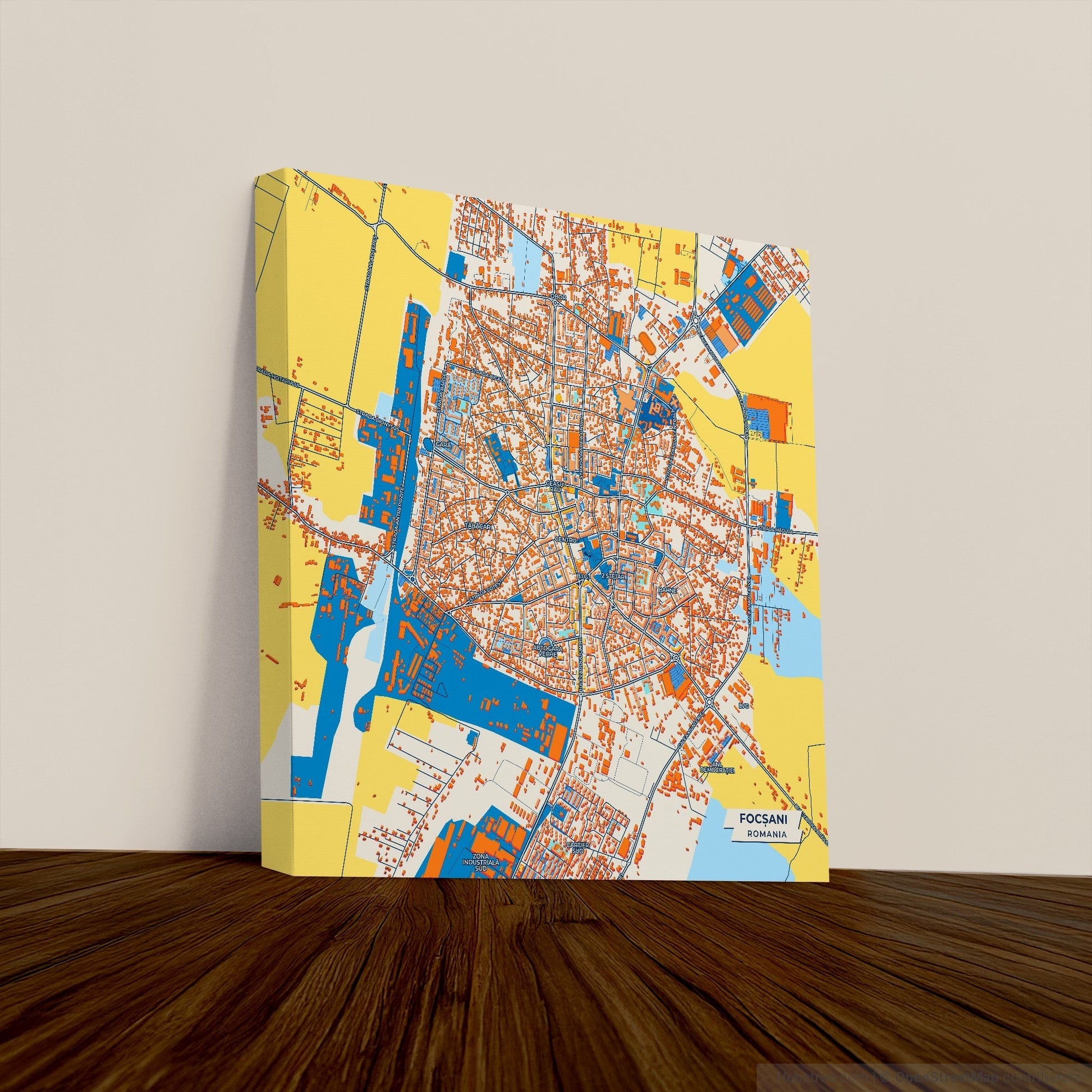 Focșani Romania Colorful City Map Canvas Print