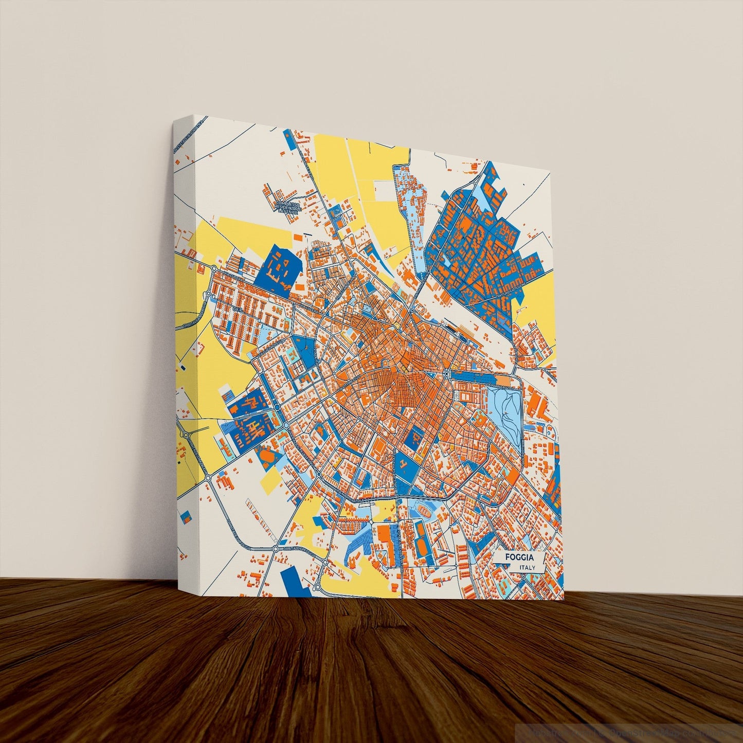 Foggia Italy Colorful City Map Canvas Print