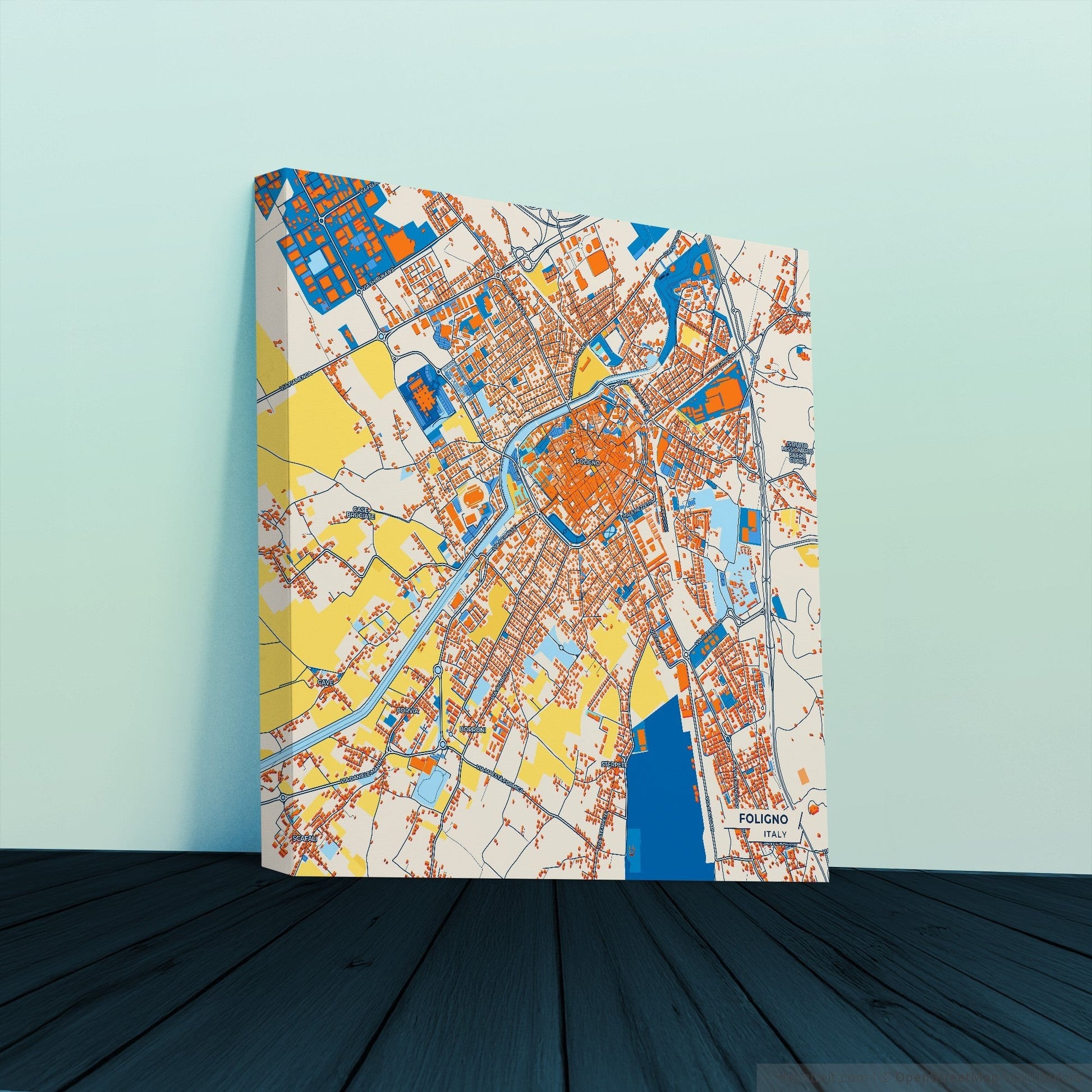 Foligno Italy Colorful City Map Canvas Print