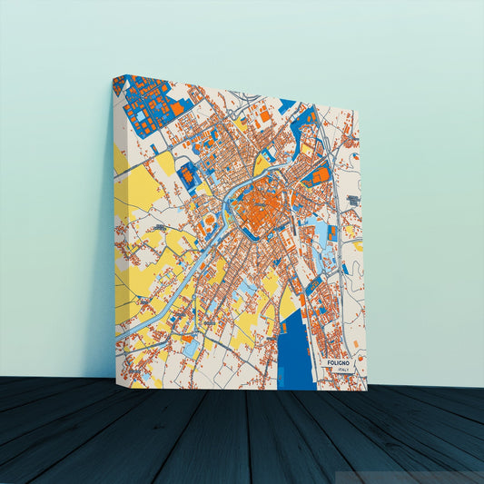 Foligno Italy Colorful City Map Canvas Print