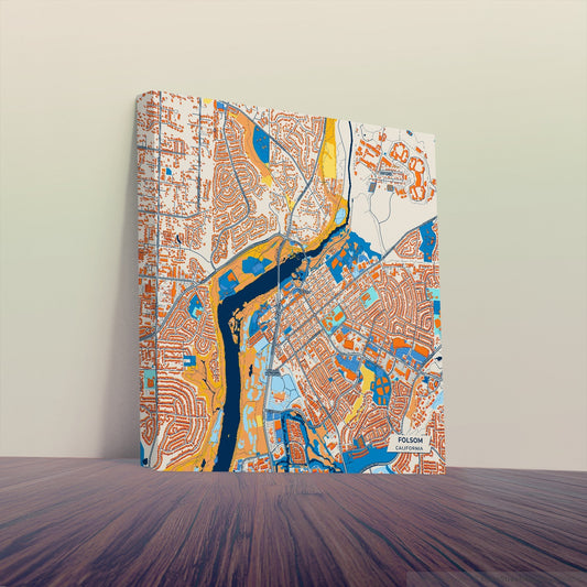 Folsom California Colorful City Map Canvas Print
