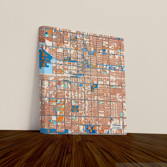 Fontana California Colorful City Map Canvas Print