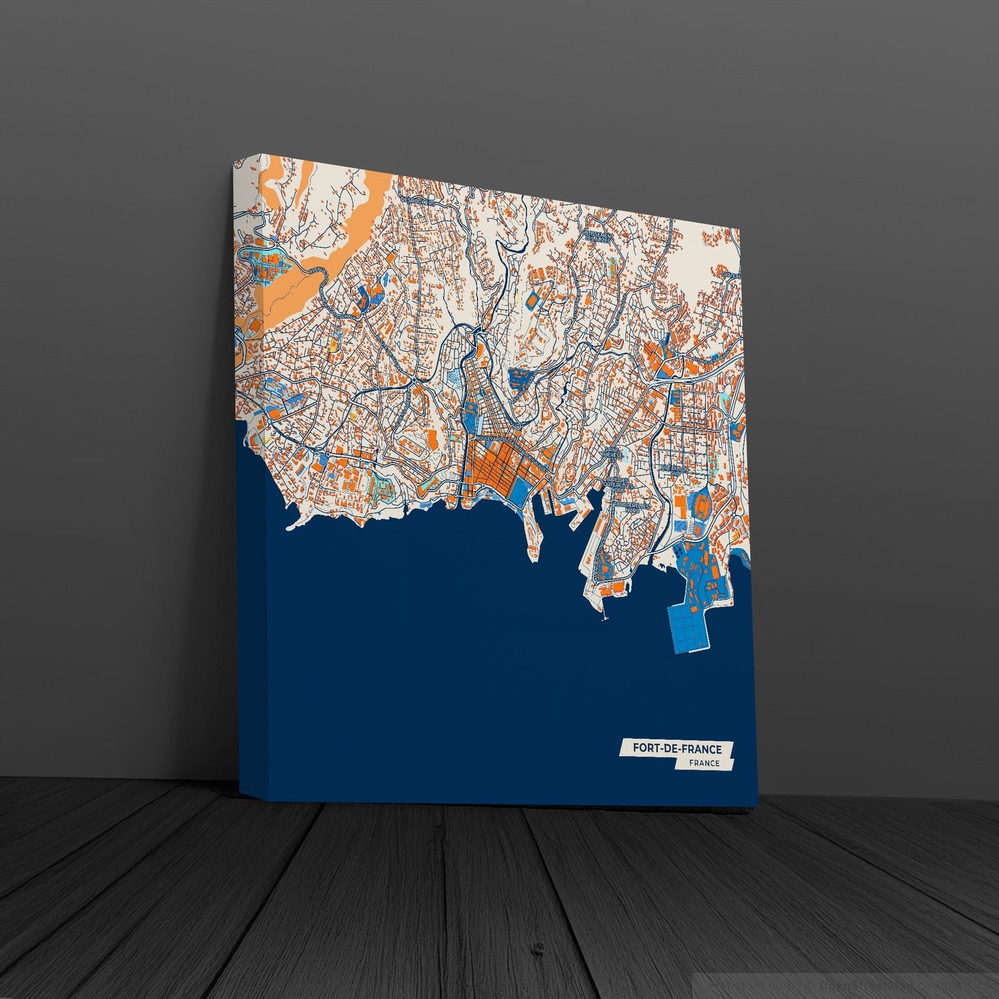 Fort-De-France France Colorful City Map Canvas Print