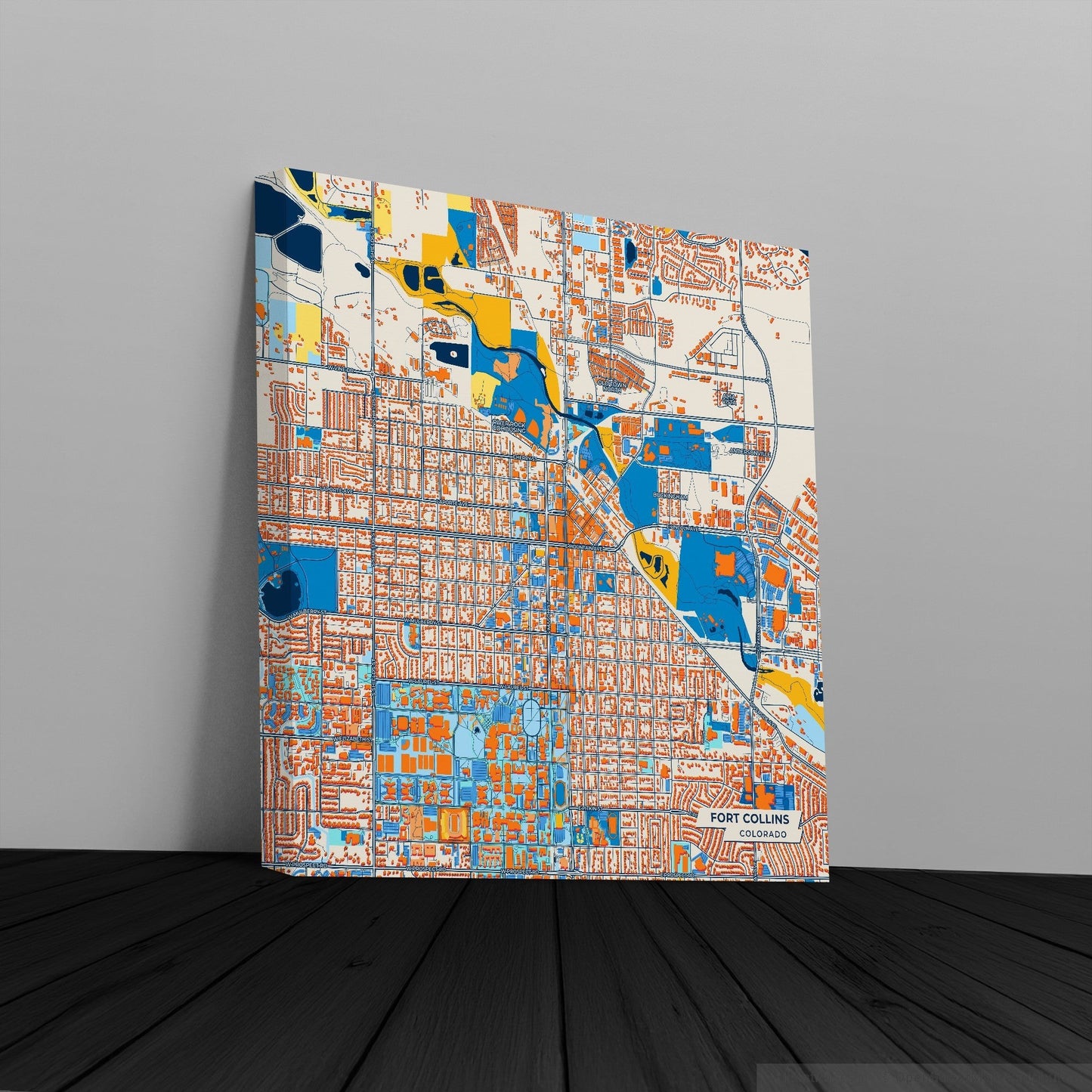 Fort Collins Colorado Colorful City Map Canvas Print