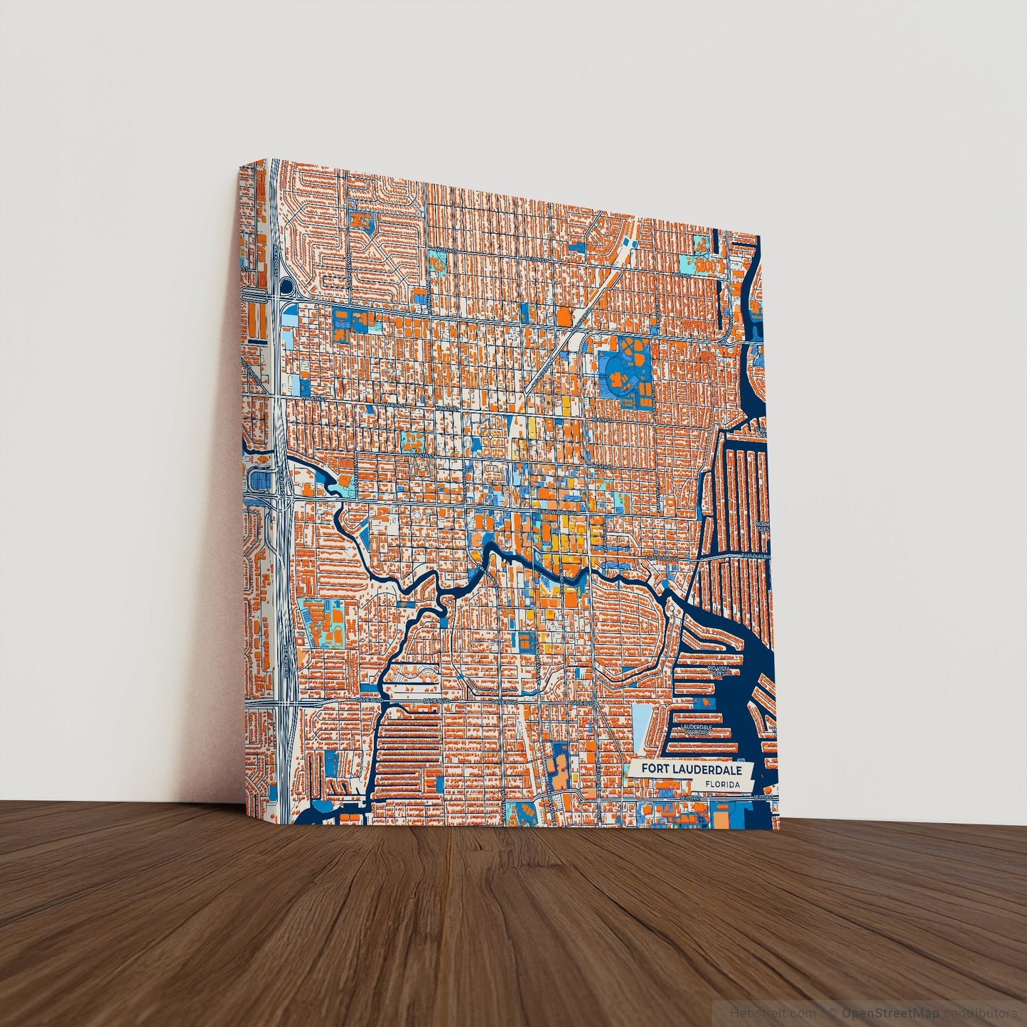 Fort Lauderdale Florida Colorful City Map Canvas Print