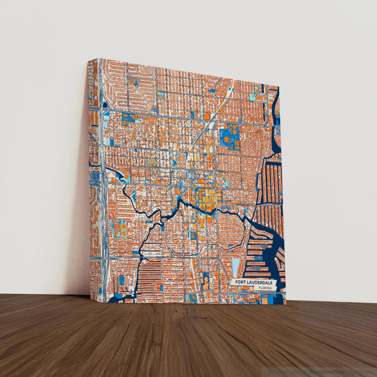 Fort Lauderdale Florida Colorful City Map Canvas Print