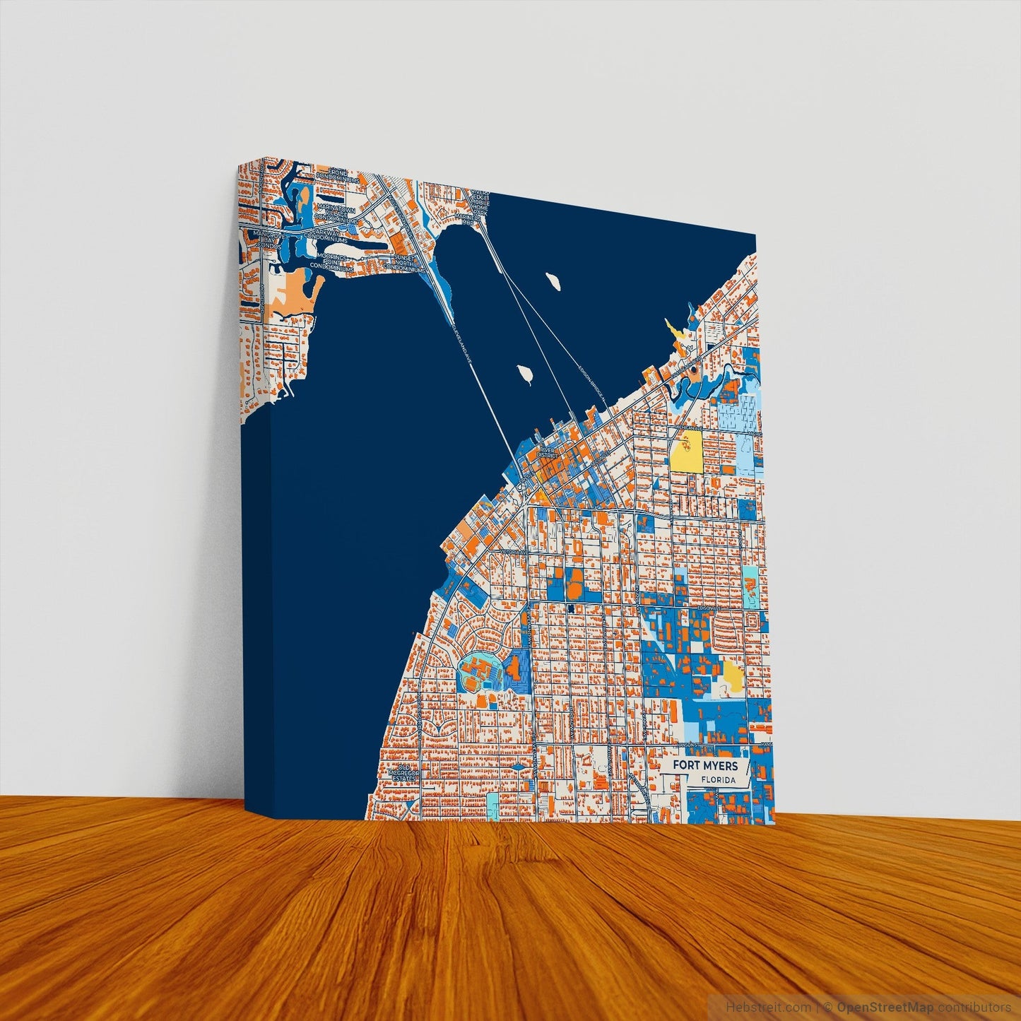 Fort Myers Florida Colorful City Map Canvas Print