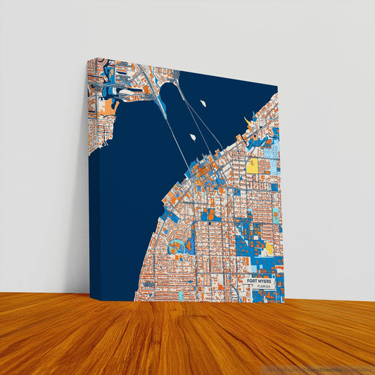 Fort Myers Florida Colorful City Map Canvas Print