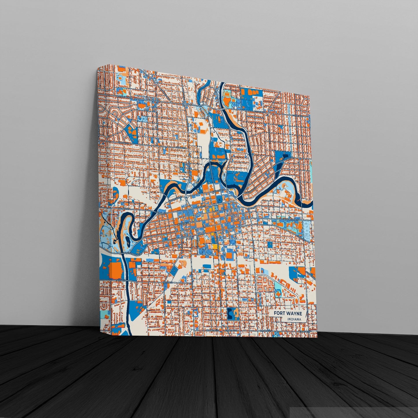 Fort Wayne Indiana Colorful City Map Canvas Print