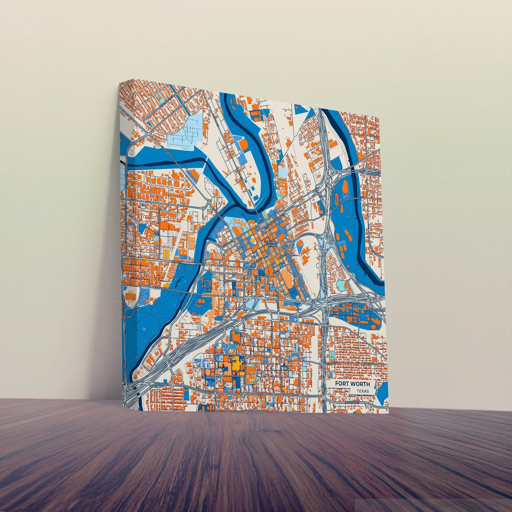 Fort Worth Texas Colorful City Map Canvas Print