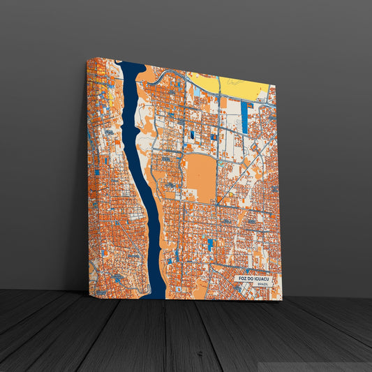 Foz Do Iguacu Brazil Colorful City Map Canvas Print