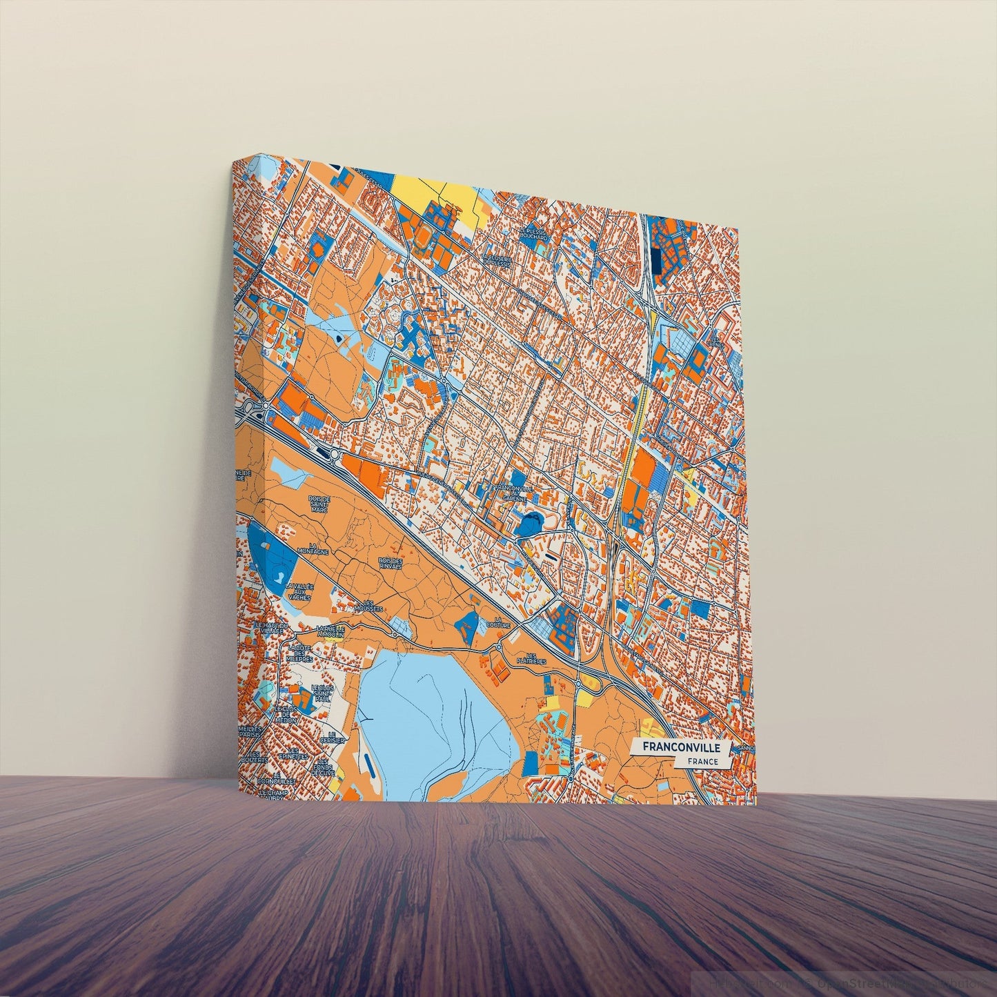 Franconville France Colorful City Map Canvas Print