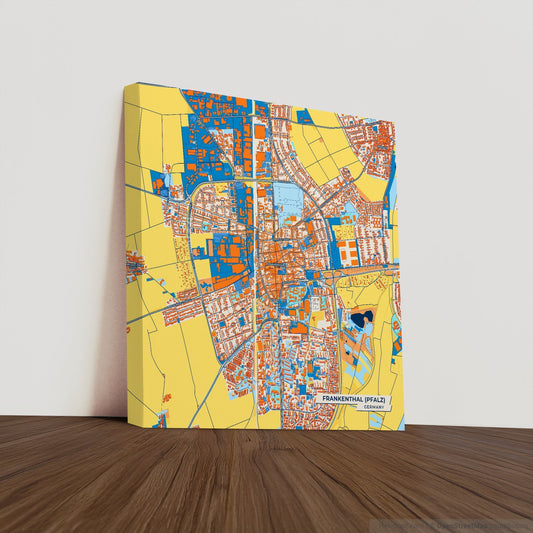 Frankenthal (Pfalz) Germany Colorful City Map Canvas Print
