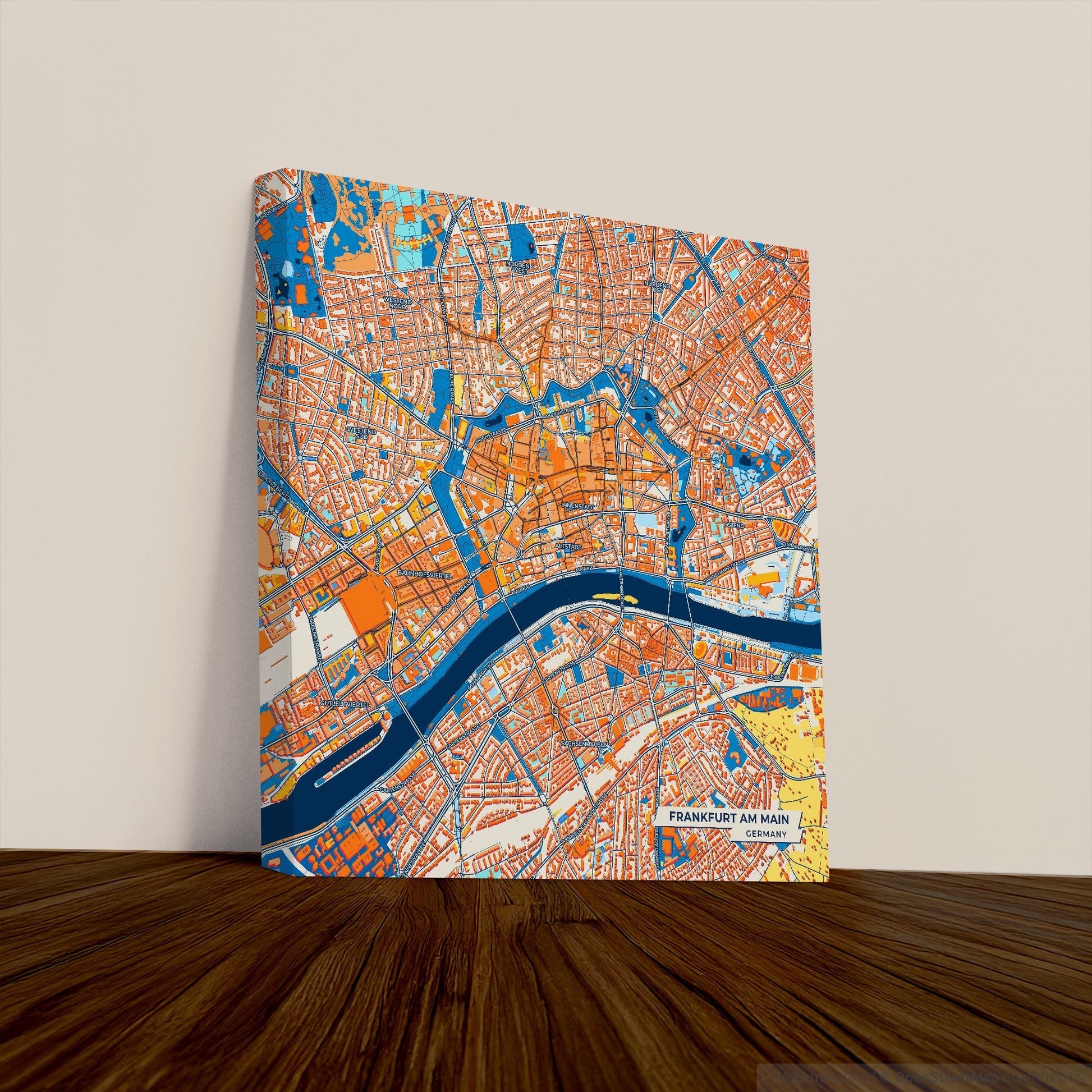 Frankfurt Am Main Germany Colorful City Map Canvas Print