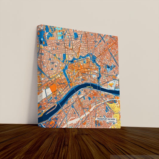 Frankfurt Am Main Germany Colorful City Map Canvas Print
