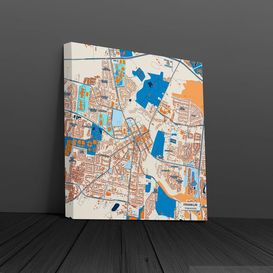 Franklin Tennessee Colorful City Map Canvas Print