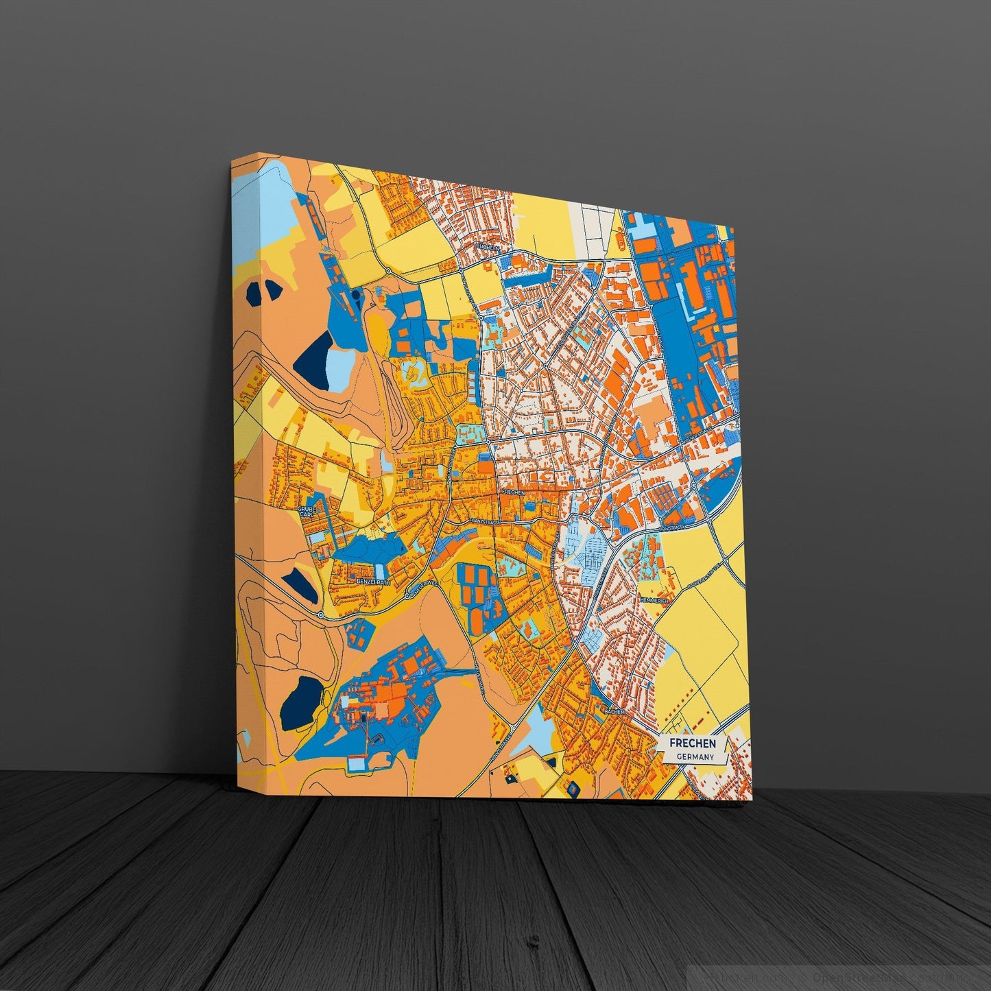 Frechen Germany Colorful City Map Canvas Print