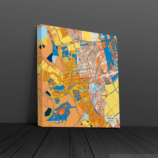 Frechen Germany Colorful City Map Canvas Print