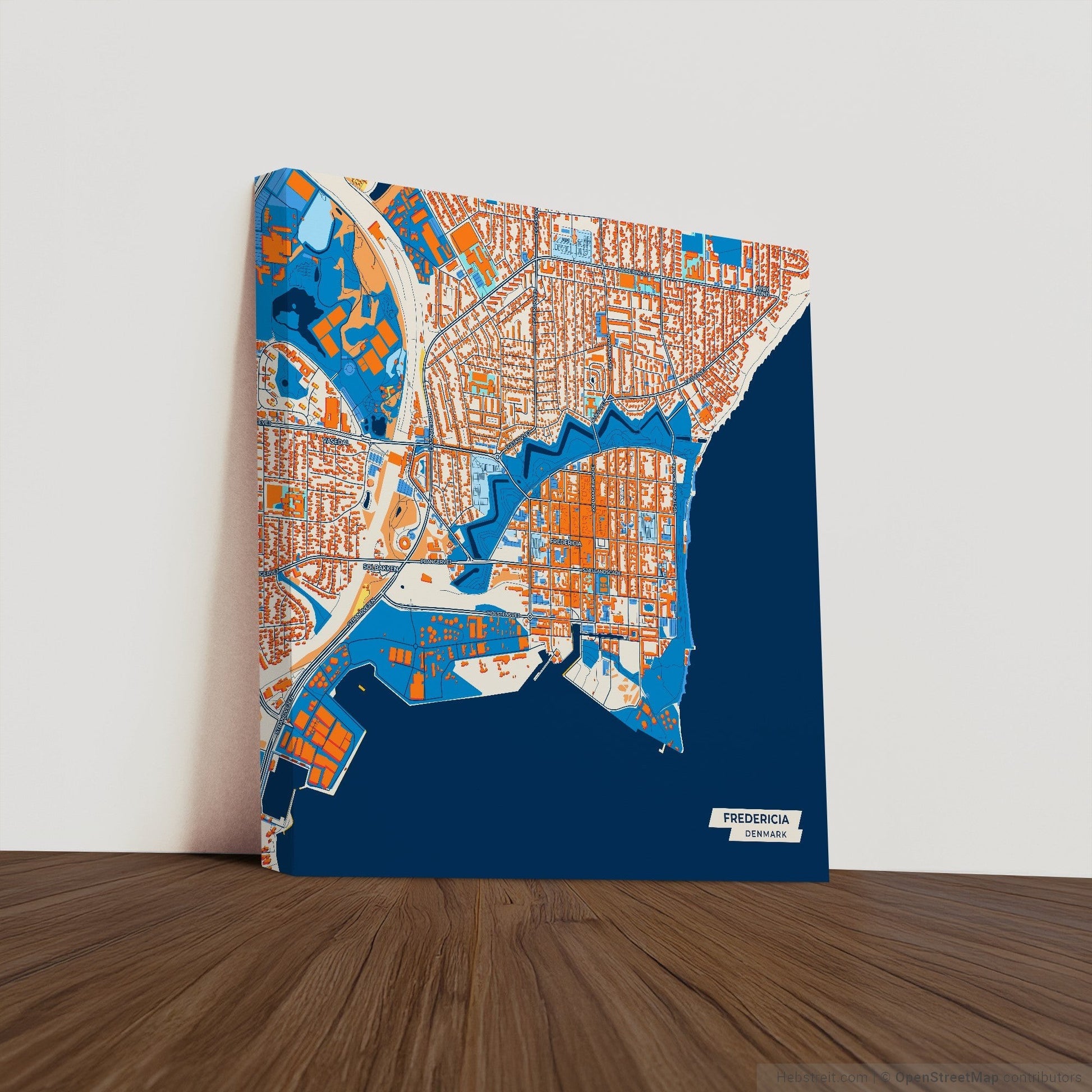 Fredericia Denmark Colorful City Map Canvas Print