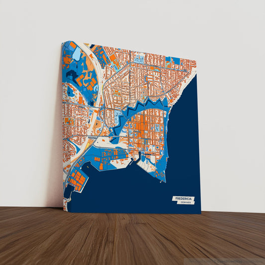 Fredericia Denmark Colorful City Map Canvas Print
