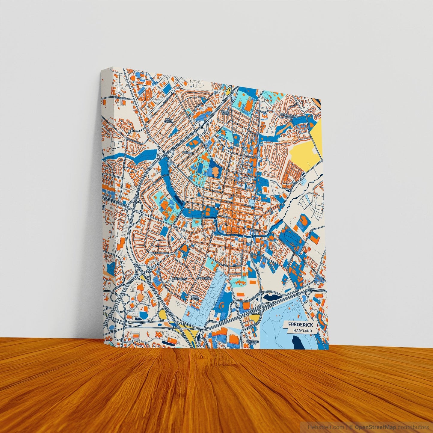 Frederick Maryland Colorful City Map Canvas Print