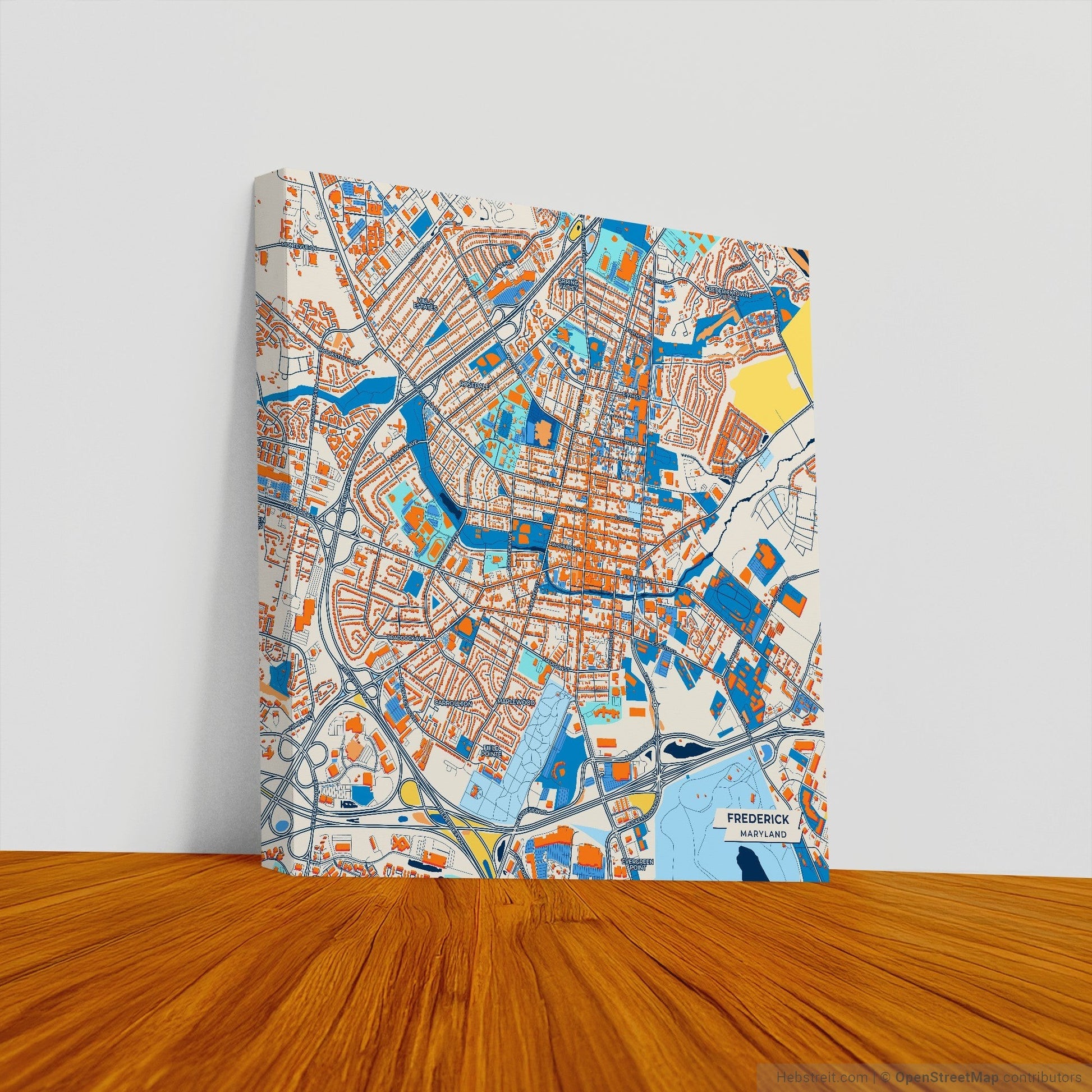 Frederick Maryland Colorful City Map Canvas Print